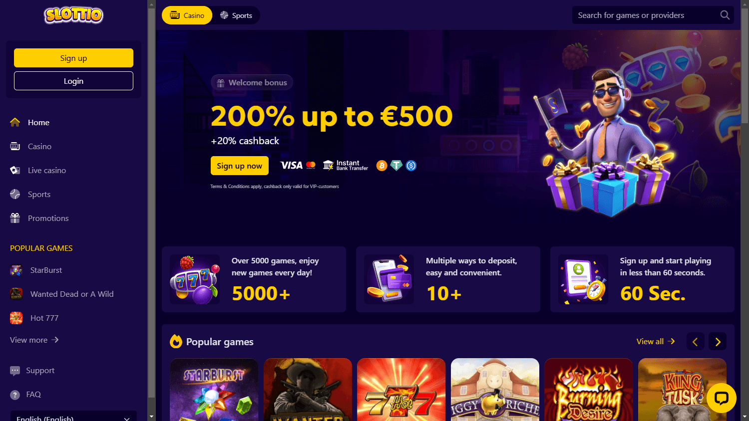 Slottio Casino Desktop screenshot